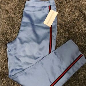 Satin track pants above ankles